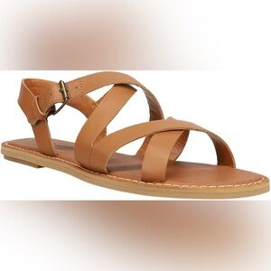 Toms Size W6.5 Sicily Strappy Leather Sandal in Tan Nude